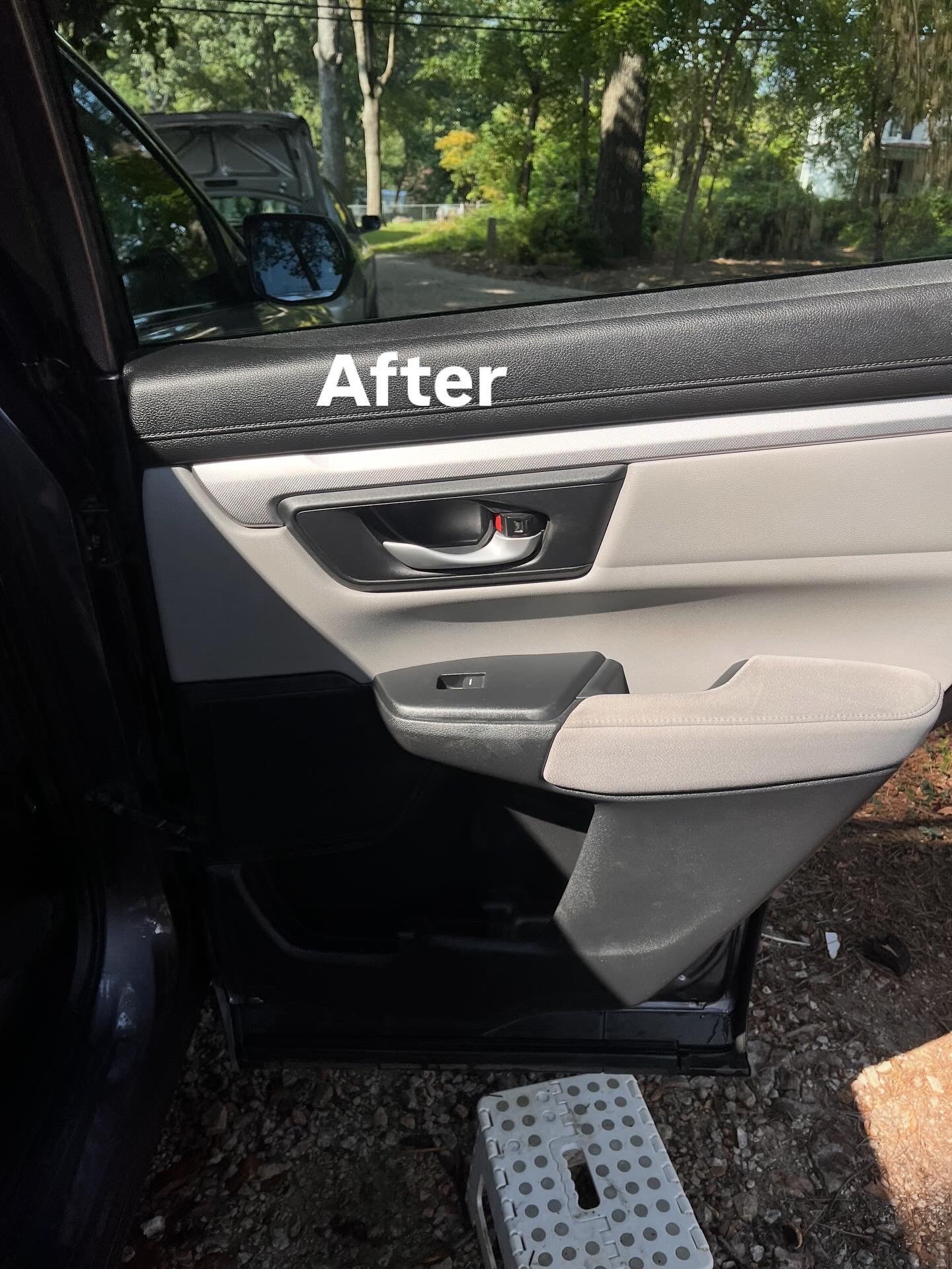 Vehicle interior door panel labeled After
